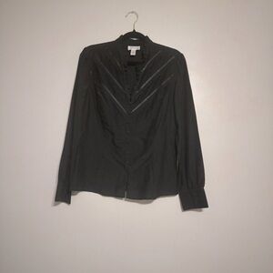 Ann Taylor Loft Silk Cotton Long-Sleeved Button Up Top - Size 12